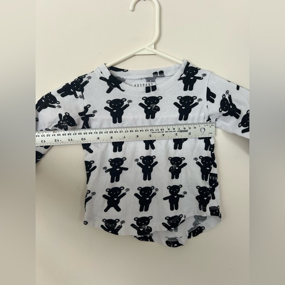 HuxBaby White Black Long Sleeve Teddybears Size 1 (12-18 months) - Picture 3 of 5
